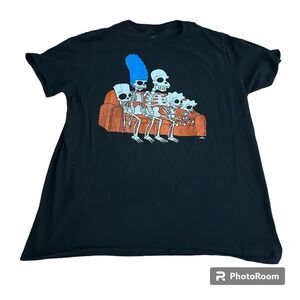 UNBRANDED Simpsons Skeleton Couch Graphic Tee Men's Short Sleeve T-Shirt EUC